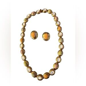 St. John Vintage Stone Necklace Earrings Set